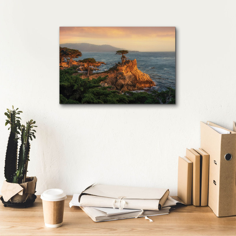  «Lone Cypress At Sunset» par Martin Podt, art mural sur toile, 18 po x 12 po, H 12 po x l 18 po