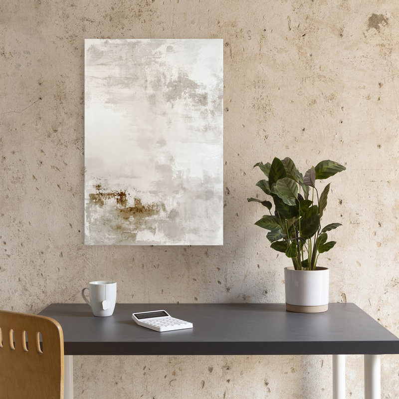 Taupe On White Abstract Abstract Contemporary Elegant Wall Art Print, 45.72cm H x 30.48cm W