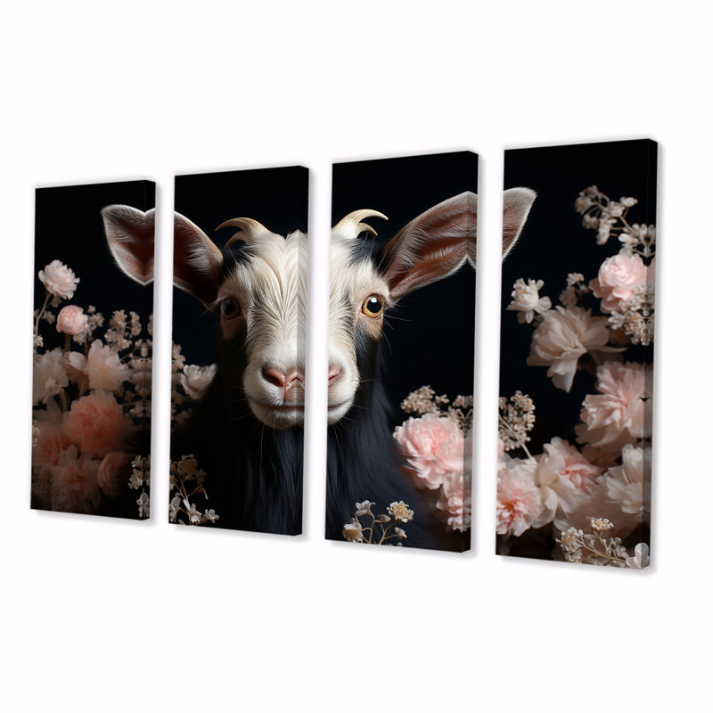 Ensemble de 4 décorations murales blanches et roses, H 32 po x l 64 po