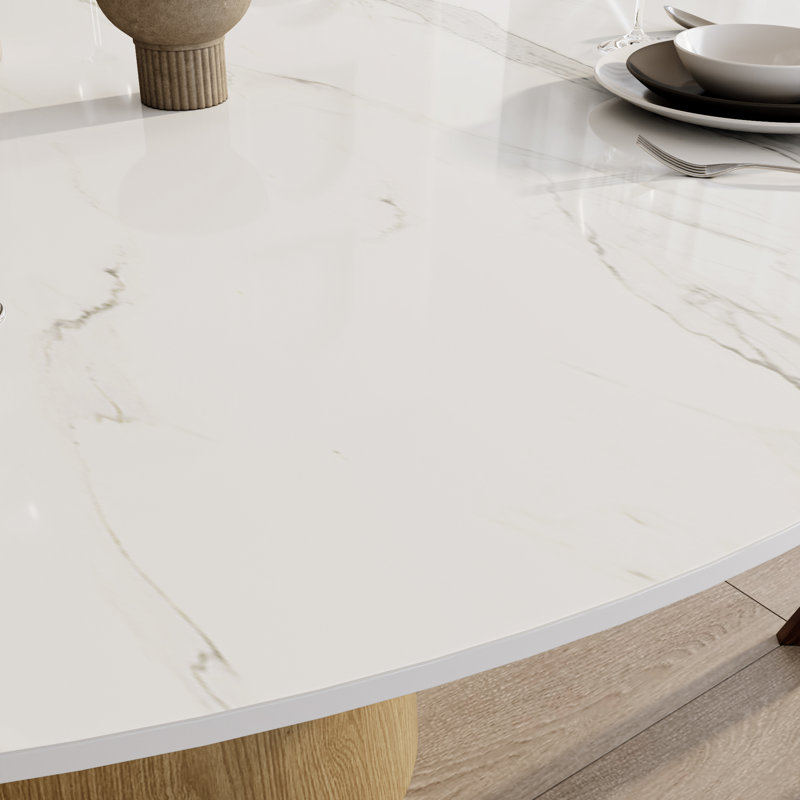 Table de salle à manger Bakstran, Blanc / Gris, H 29,52 po x L 59,05 po x l 59,05 po, Naturel