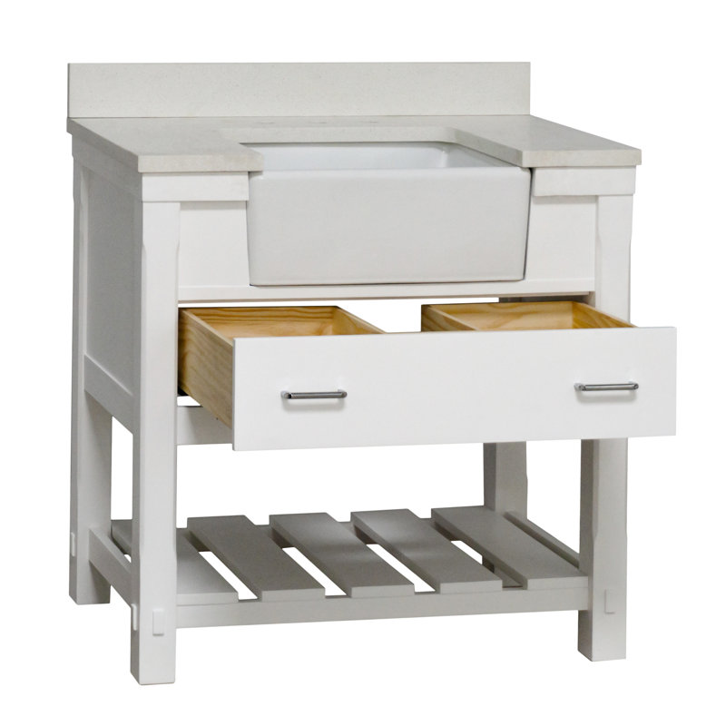 Ensemble de meuble-lavabo simple 36 po Hitton, Blanc, Quartz