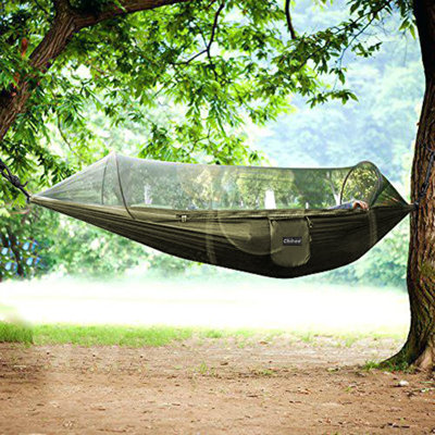 Ultra-Light Travel Camping Hammock Pop-Up Net Hammock 660Lbs Load Capacity,Breathable,Quick-Drying, Black