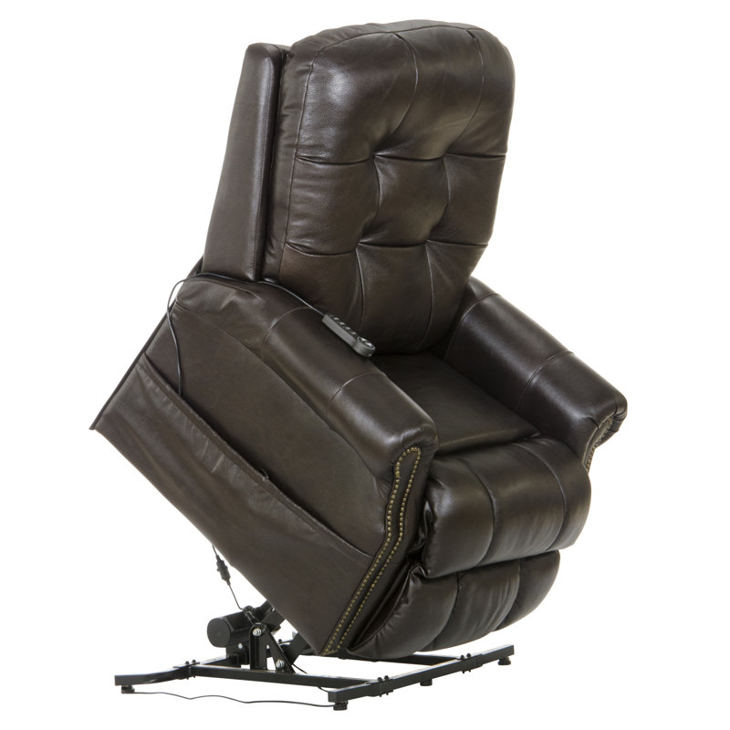 Fauteuil inclinable lève-personne électrique en cuir Hudson, Similicuir chocolat