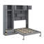 Lit escamotable avec armoire supérieure, tablettes et garde-robe, lit pliant peu encombrant-174084251