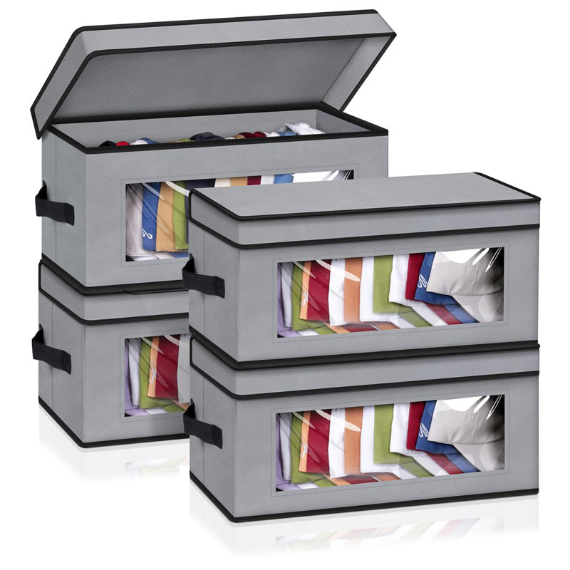 Stackable Hat Organzier For Baseball Caps, 4 PCS Hat Storage Boxes For Closet Hold 60 Caps With Cardboard, Grey