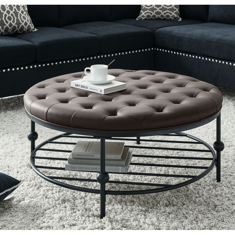 Jacki Upholstered Ottoman, Brown