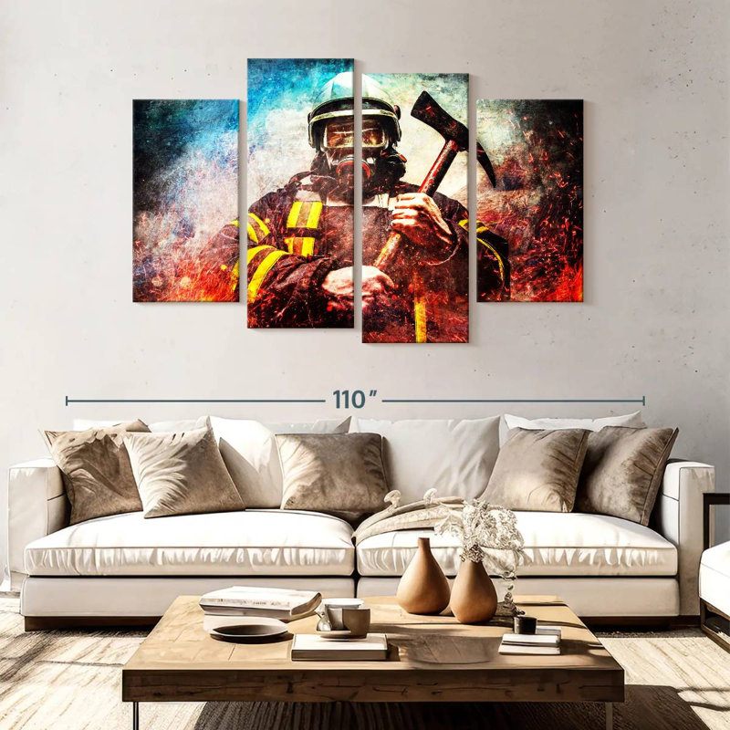 Lelar Masked Firefighter, 54" H x 84" W