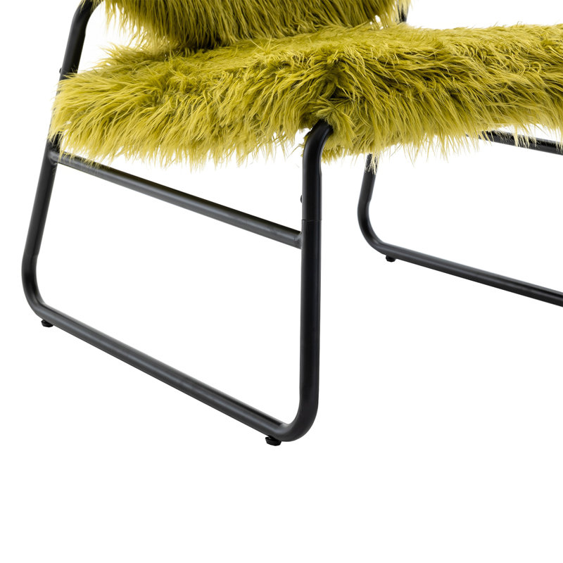 Fauteuil d'appoint industriel Nipote, Fausse fourrure olive