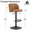 Ensemble de 2 tabourets de bar bruns en similicuir brun avec dossier réglable et base en métal avec îlot de cuisine et tabourets de comptoir modernes pour la maison-130098487-130445369