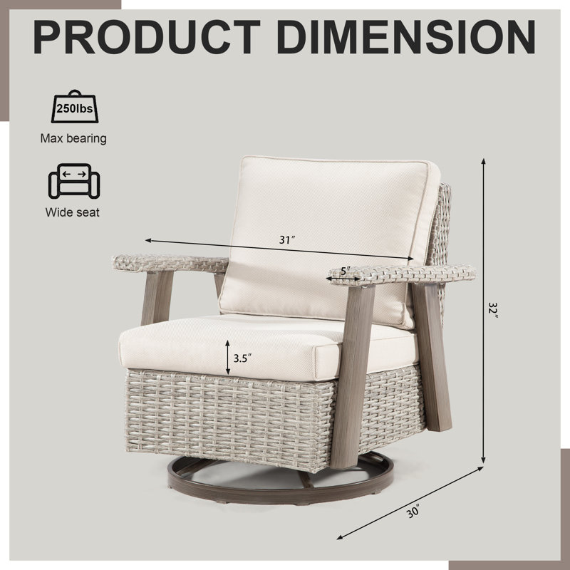 Creal Swivel Rocking Chair With Olefin Fabric Cushion, Beige