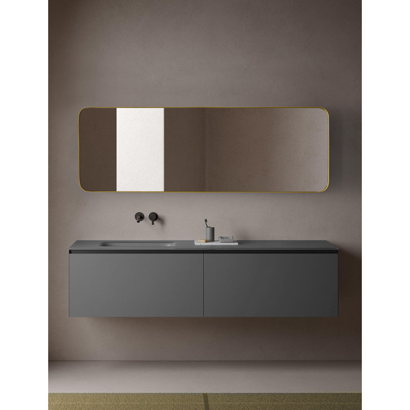Miroir de salle de bain Duesbury, Doré, 65 po x 22 po