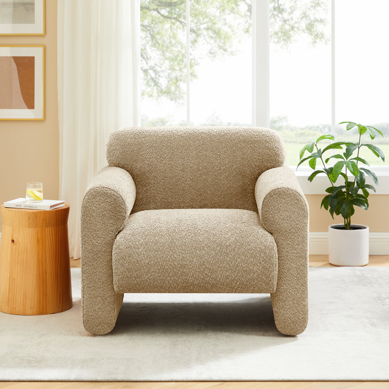 Fauteuil d'appoint rembourré 37 po Kimwana, Bouclette chameau