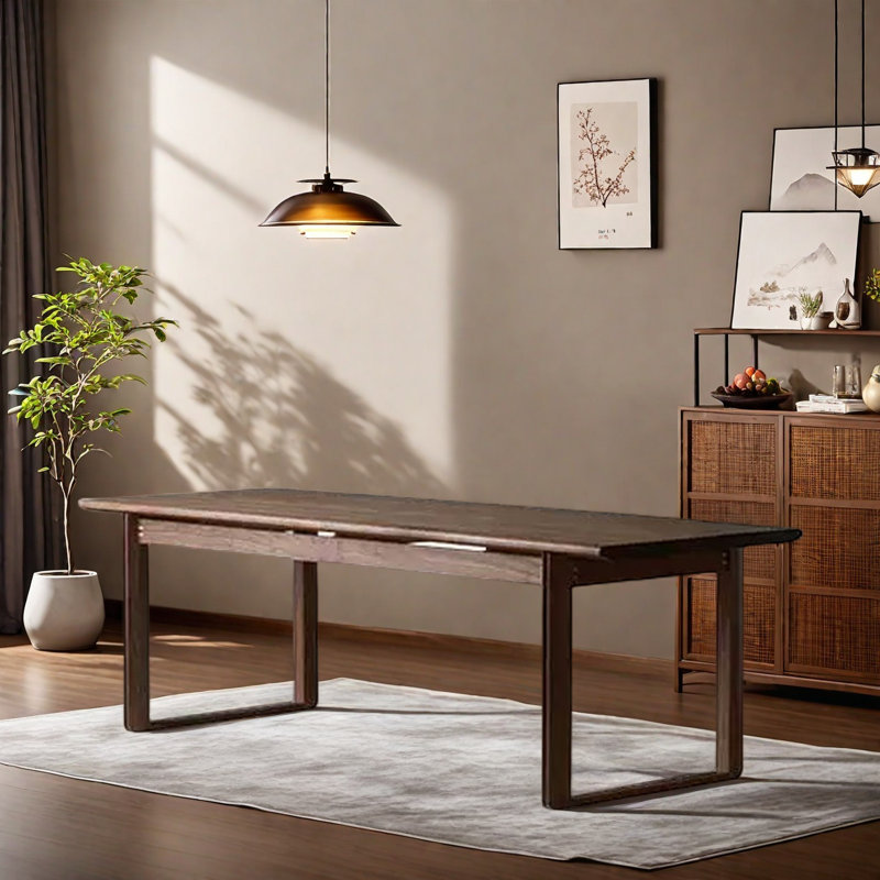 Minimalist Walnut Rectangular Table., 29.92"H x 62.99"L x 31.5"W