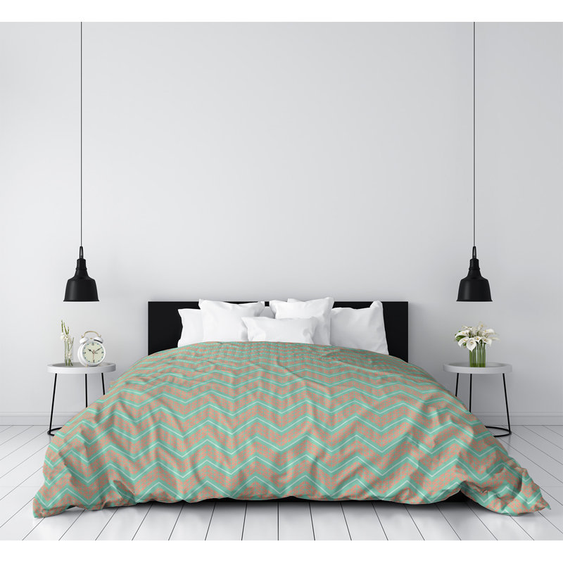 Housse de couette simple Rhonda Cheval, Housse de couette pour lit simple, Polyester brossé, Vert / Orange