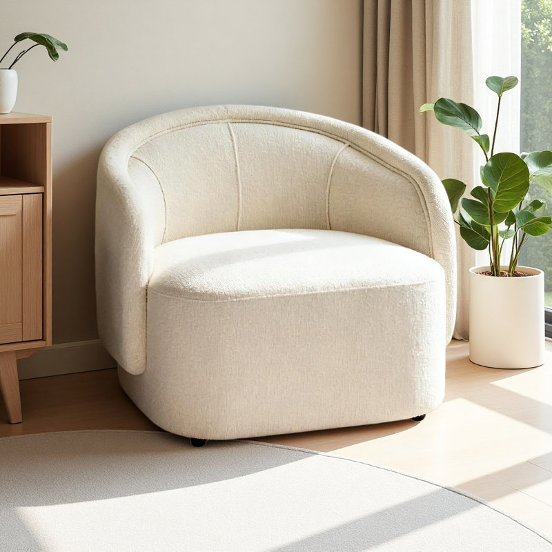Fauteuil d'appoint incurvé, Crème