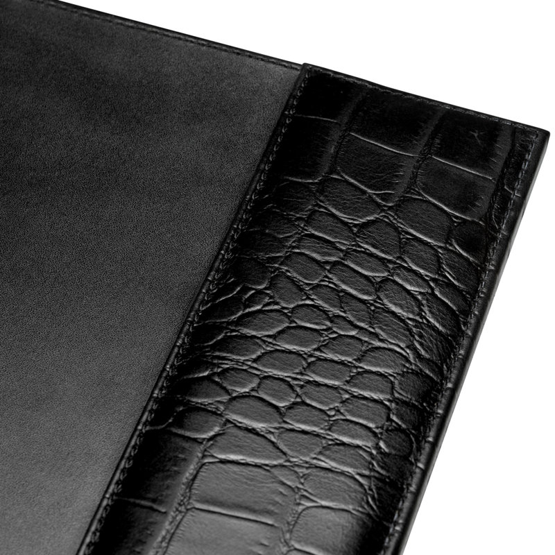 Desk Blotter Scaleo Croco Embossed Black Leather