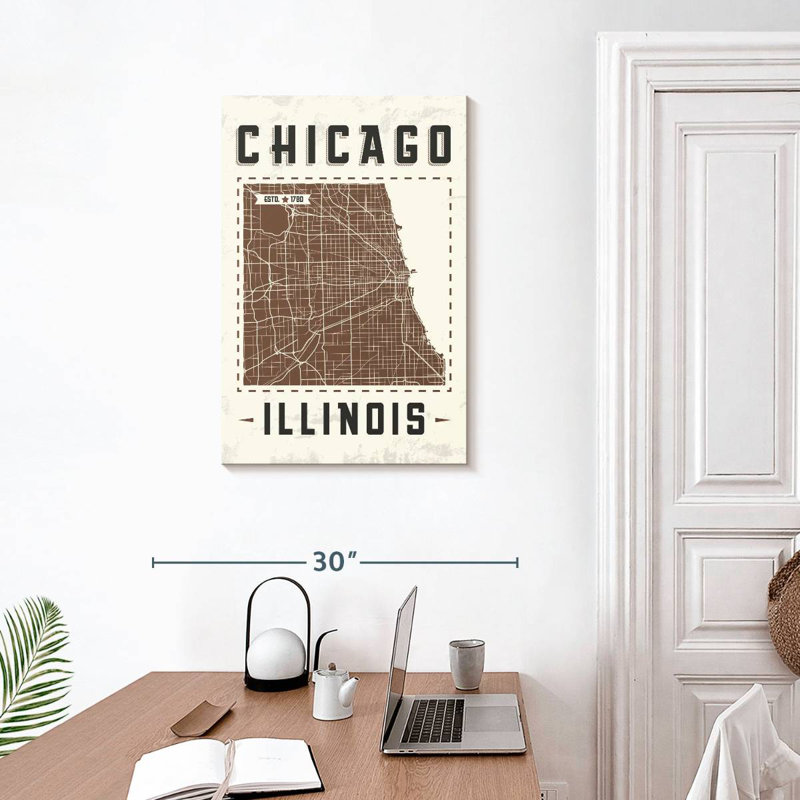 Aliaz Chicago Map, 30" H x 20" W