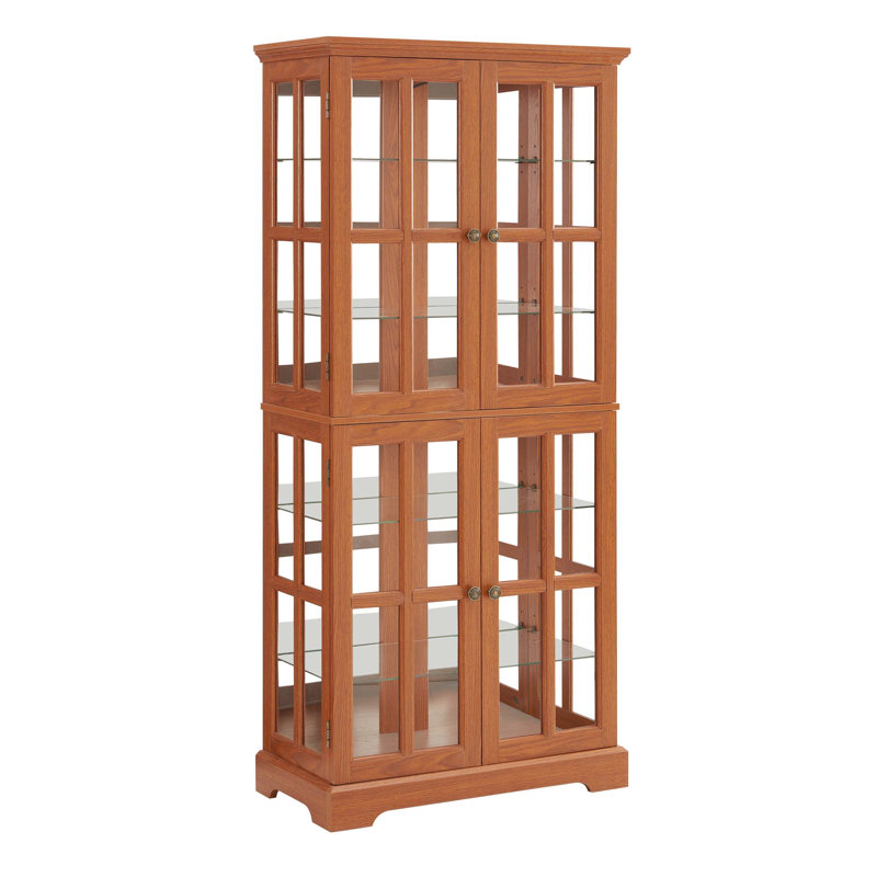 Exquisite Display Cabinet with Glass Doors and Adjustable Shelves, Ideal for Showcasing Collectibles in Home or Office Settings
