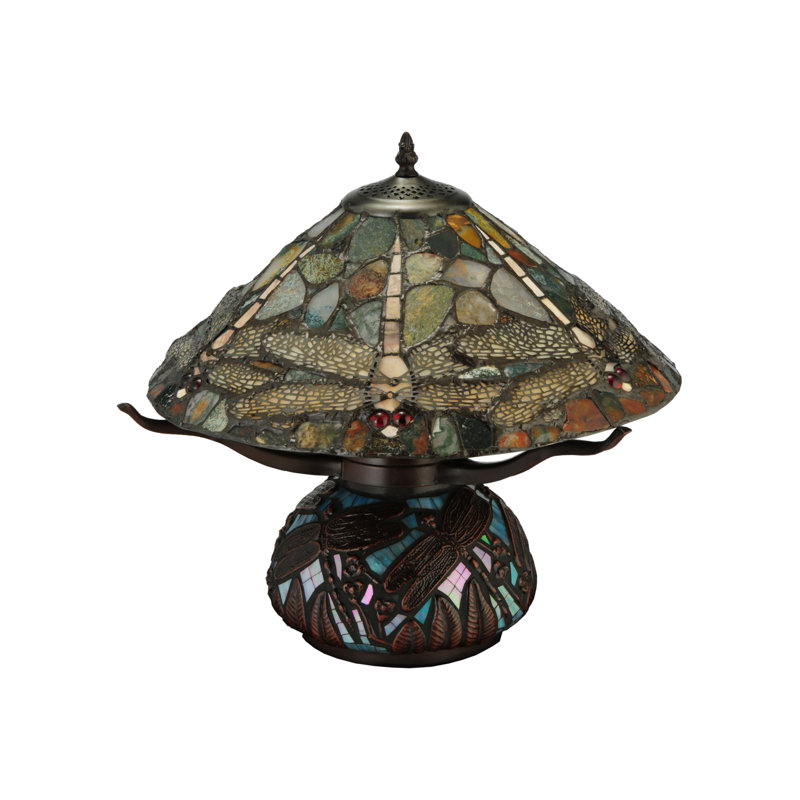 Dragonfly Cut Agata 16.5" Table Lamp