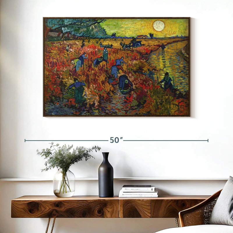 Vignes rouges à Arles, Cadre flottant noyer, 40 po x 27 po