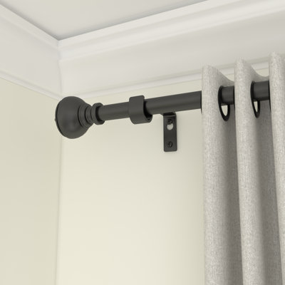Matte Black Adjustable Curtain Pole Set