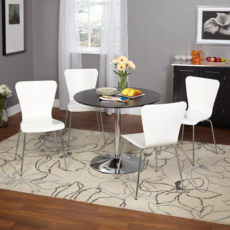 Ensemble de salle à manger Saladino, Blanc, 5 pièces : 1 table, 4 chaises