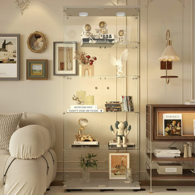 Vitrine en verre trempé, Liquorcabinet, Storagecabinet, Filecabinet, Avec lumières Paipai, Avec serrures, Fond équipé de pieds réglables, Convient aux inégales, Chambre à coucher du salon, Couloir, Bureau