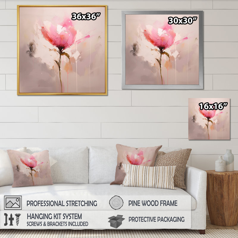 «Coral Elegance» - impression, H 30 po x l 30 po x P 1 po, Cadre flottant blanc