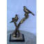 Statue en bronze au fini argent 12 x 8 x 19 po Nifao Collection Creative Art, violon et deux oiseaux