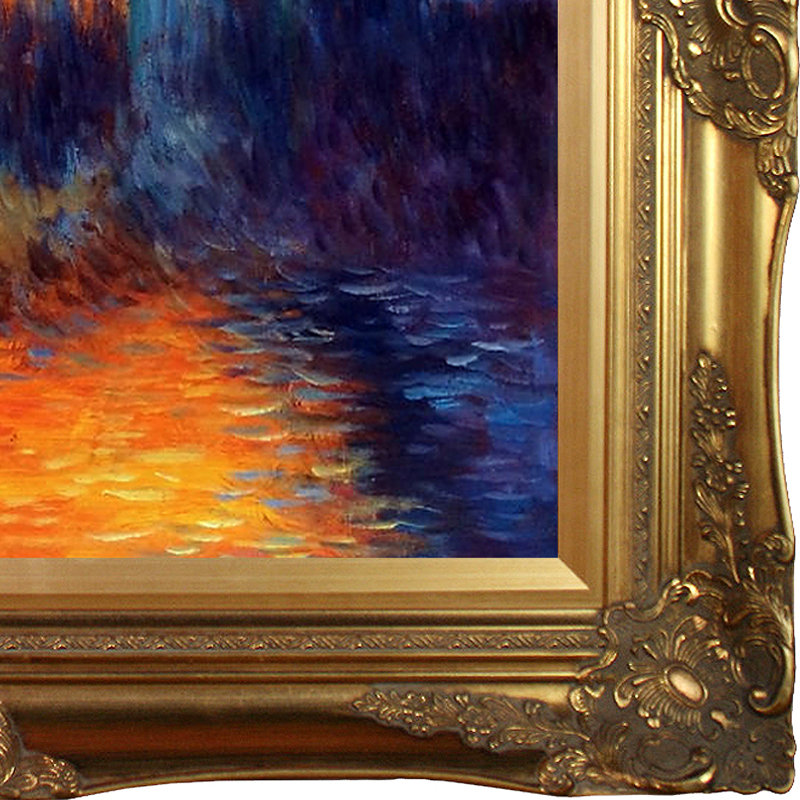 "maison du parlement de style soleil" par claude monet-peinture sur toile encadrée, H 28 po x l 32 po x P 2 po, Or victorien