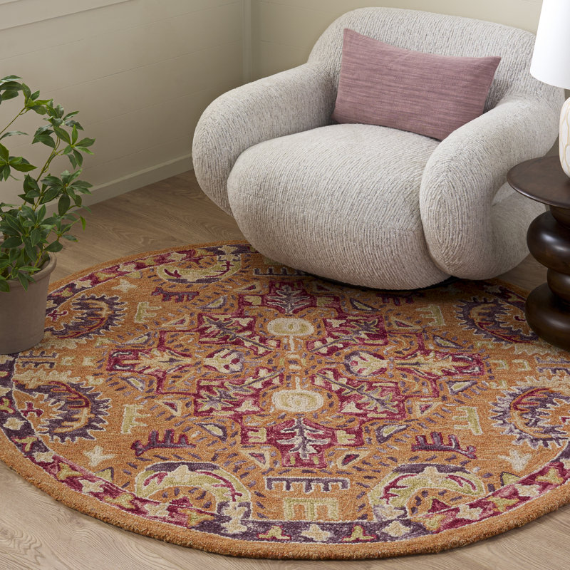 Hand Tufted Wool;Cotton Moroccan Indoor Rug, Round 5'
