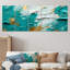 «Gold Bliss Marine Joy Teal White», ensemble de 5 décorations murales abstraites-124748418