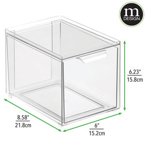 mDesign Stacking Plastic Storage Kitchen Bin with Pull-Out Drawers ...