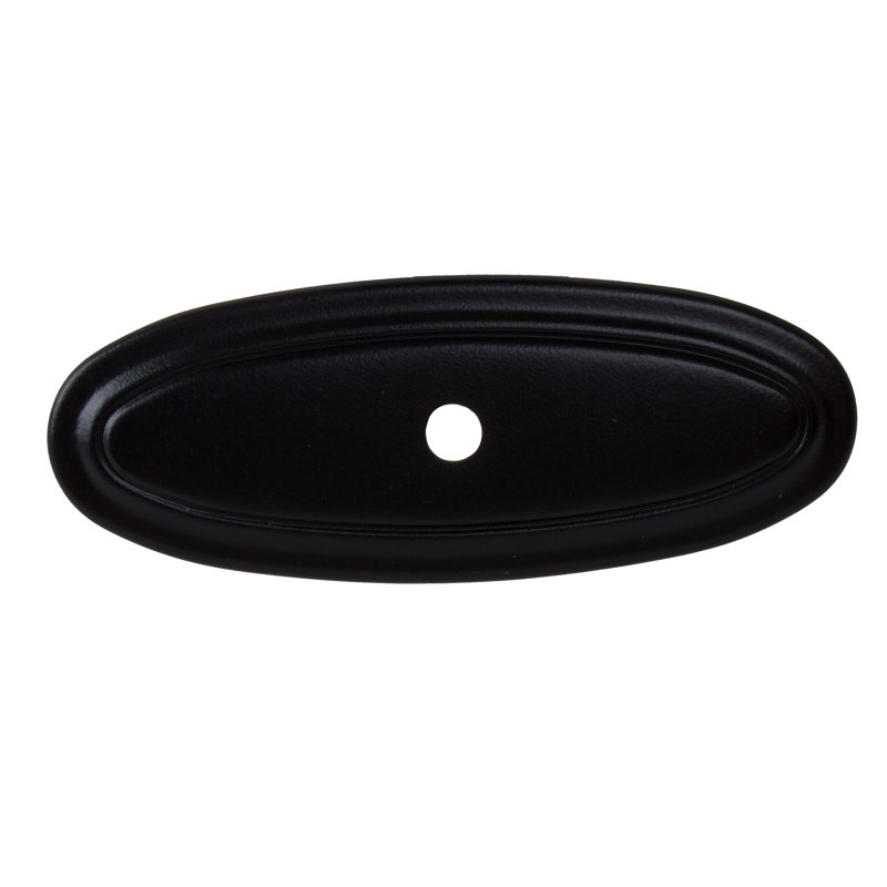 Thin Oblong Ring Cabinet Knob Backplate, Matte Black