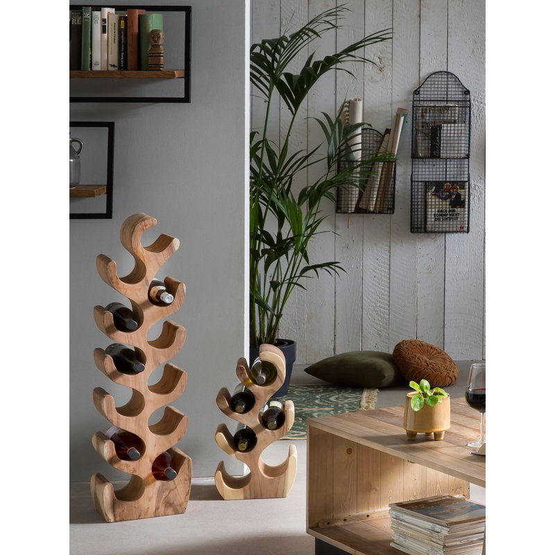 Marjo 6 Bottle Solid Wood Tabletop Wine Bottle Rack in Brown
