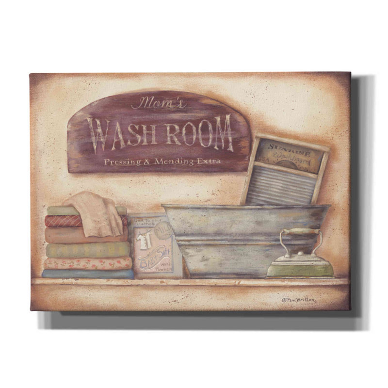 «Mom's Wash Room» par Pam Britton, art mural sur toile, H 40 po x l 54 po x P 1,5 po