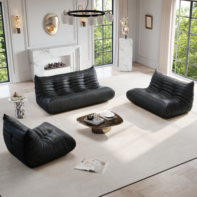 Upholstered Sofa, Lazy Sofa Faux Leather Couch Compression Armless Bean Bag Chair  Floor Fireside Chair Lounge for Adult for Living Room Bedroom Apartment