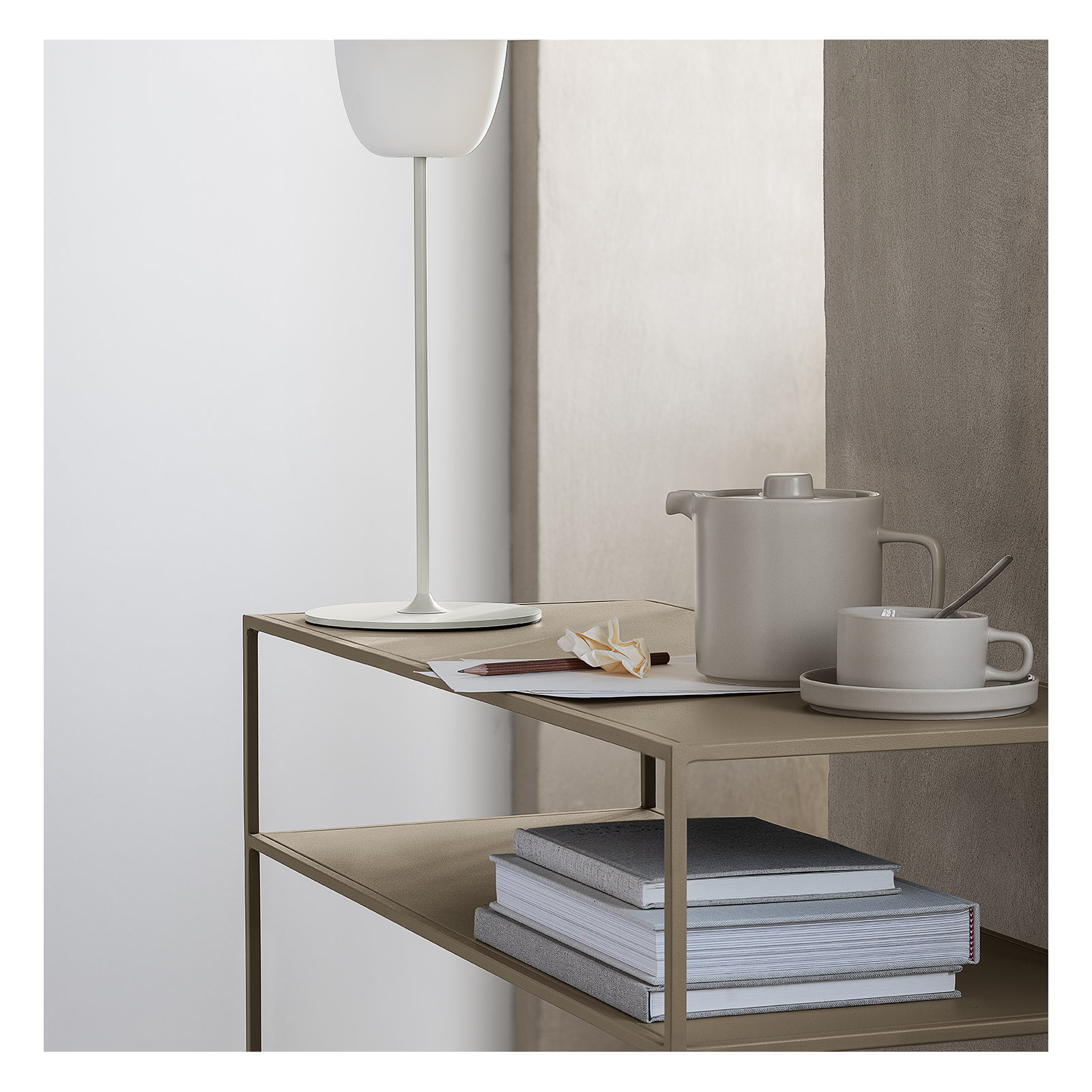 PILAR Stoneware Teacup & Saucer, Moonbeam