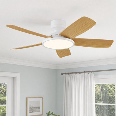 42" Easy-to-Install Modern Flush Mount Low Profile Small Room Ceiling Fan with LED Light and Remote