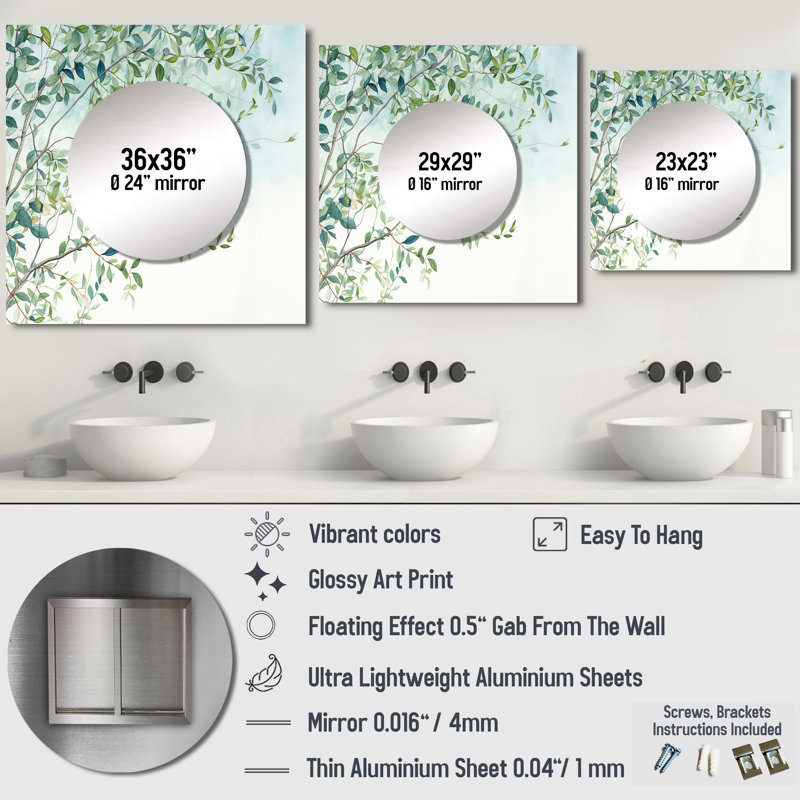 Lasharee - Grand miroir carré pour décoration murale, 23 po x 23 po