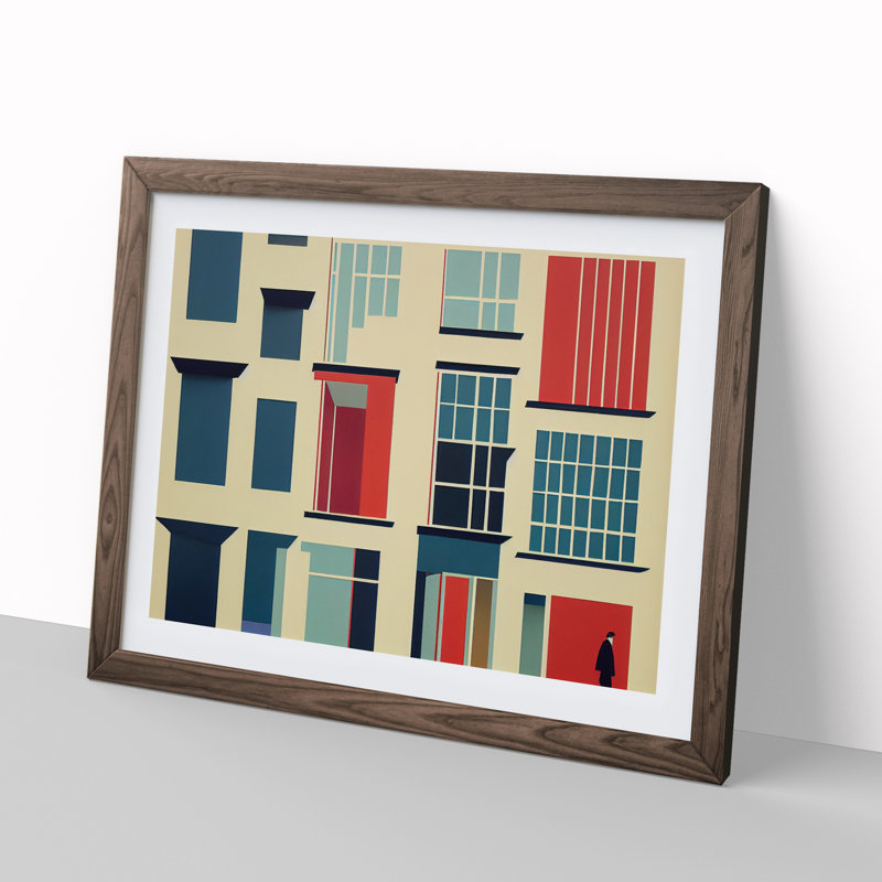 Bauhaus Architecture Vol.2 Abstract - Single Picture Frame Print, 25cm H x 34cm W x 2cm D, Walnut