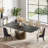 Hobart Modern Dining Table with Rectangular Sintered Stone Tabletop, Carbon Steel-248332073-248332072