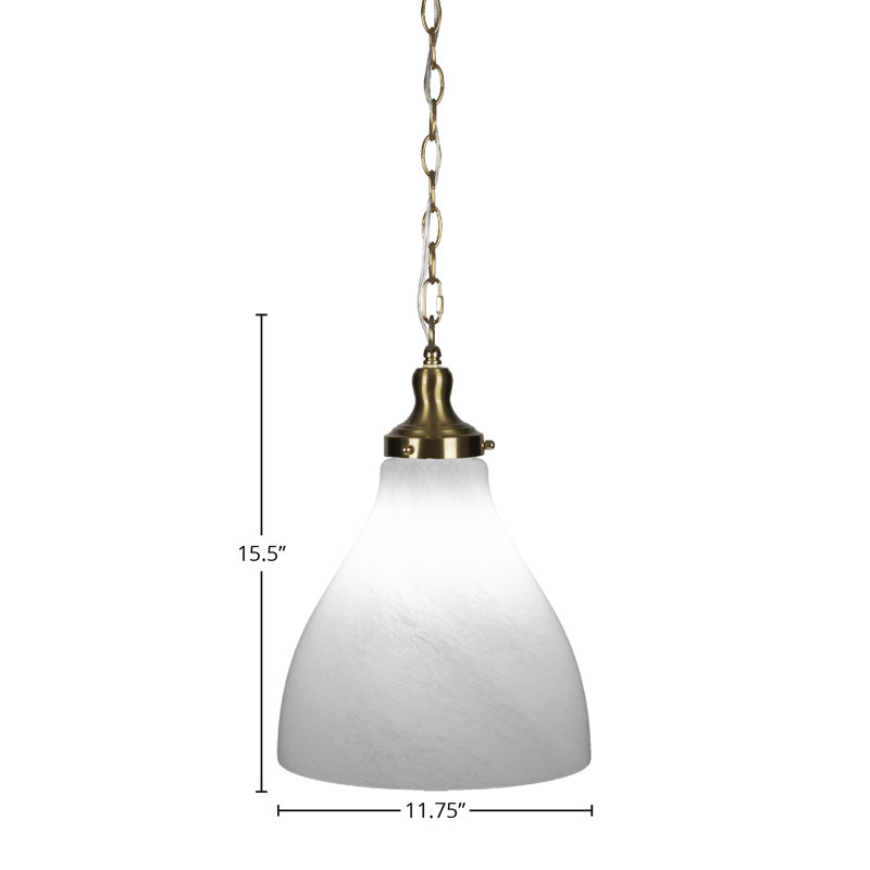Luminaire suspendu à chaîne Juno avec verre 11,75 po, Gelé, Laiton New Age