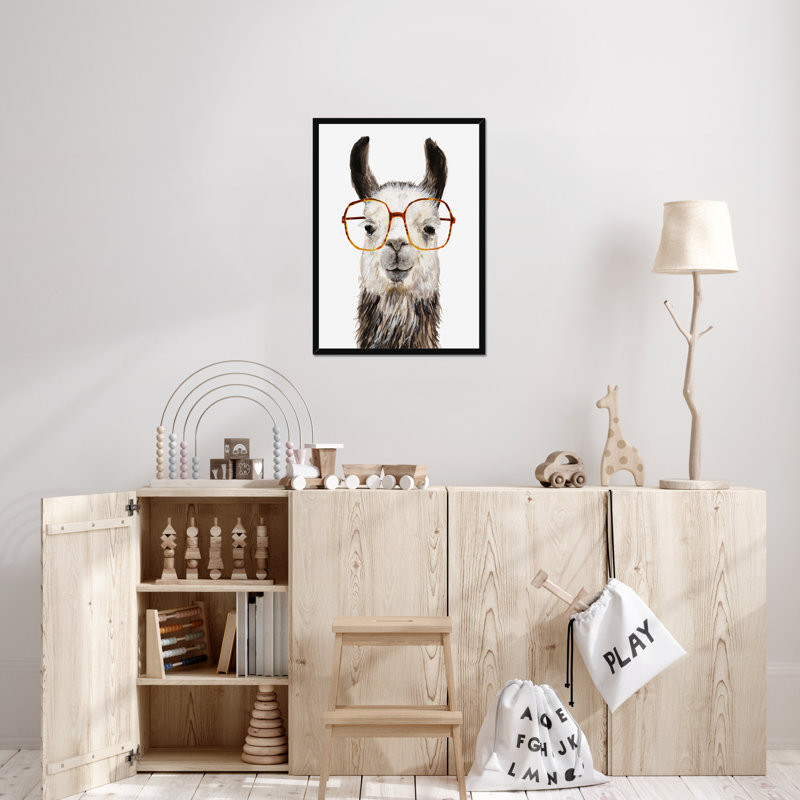 Hip Llama III by Victoria Borges - Painting, Black Framed Paper Print, 80cm H x 55cm W