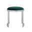Tabouret de coiffeuse en métal Nouri - table basse avec repose-pieds en velours Orion - tabouret d'appoint rond moderne - argent avec tabouret en velours vert-891611404-891611406