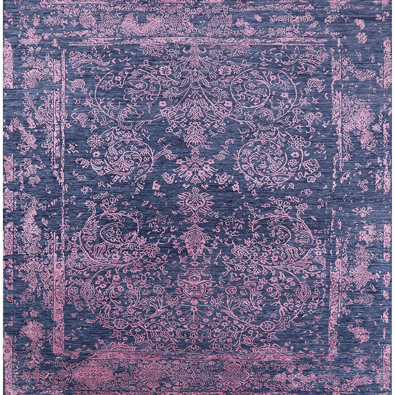 Tapis 100% moderne lavable à la machine de style Mid-Century 2557, Carré 8 pi