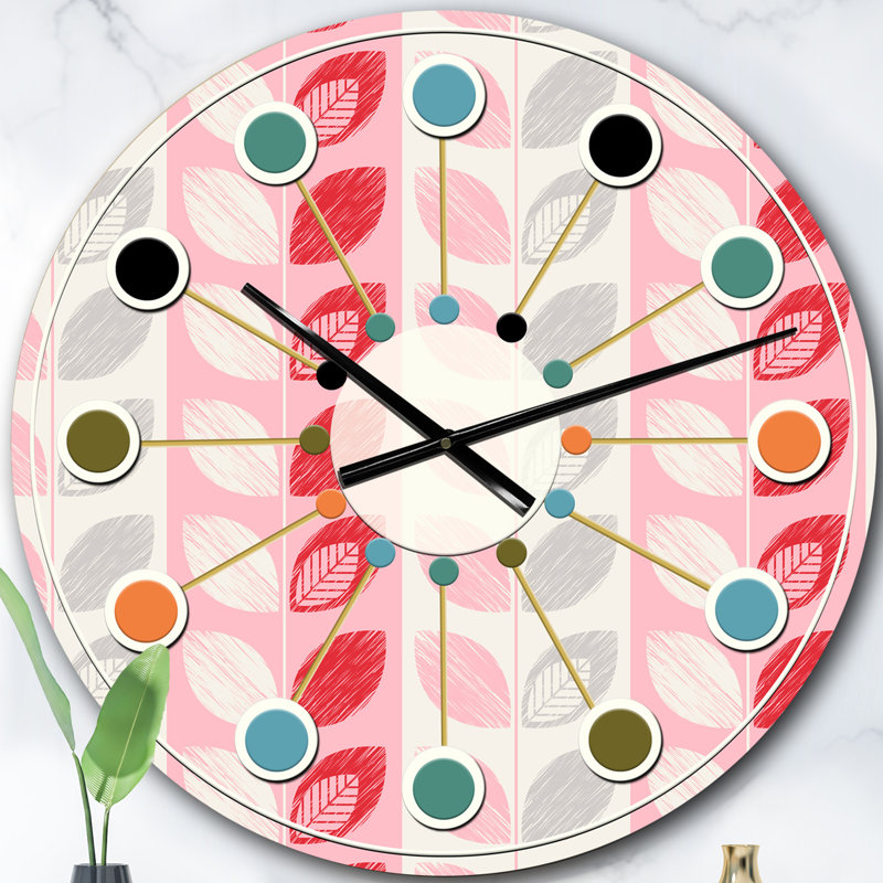 Horloge murale Botanical Retro Design I - Mid-Century, Surdimensionné