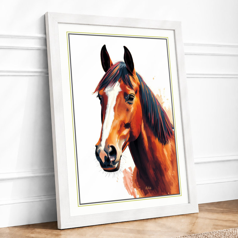 Noble Steed Modern - Framed Print, A3 - 42.0 x 29.7 cm, White