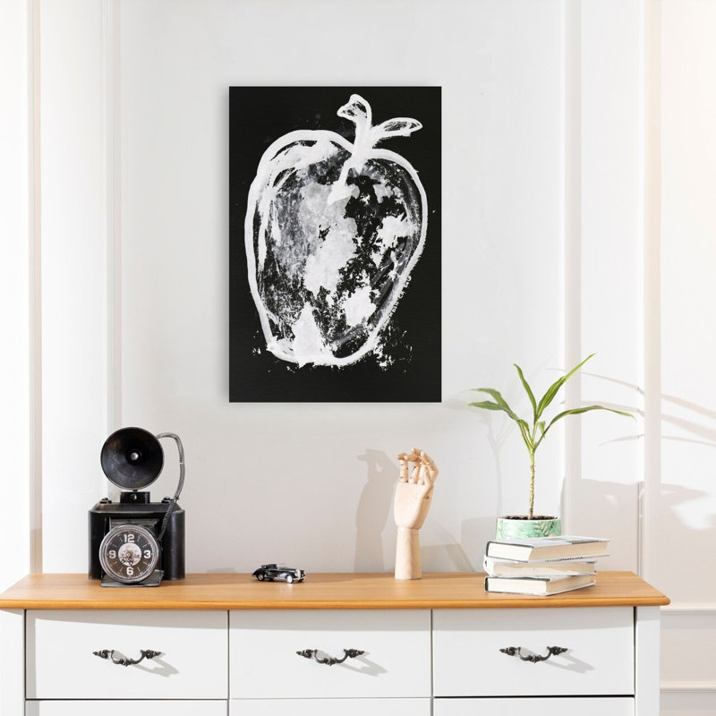 Abstrait, pomme blanche abstraite, fruit contemporain audacieux, reproduction d'art, 24" H x 16" W