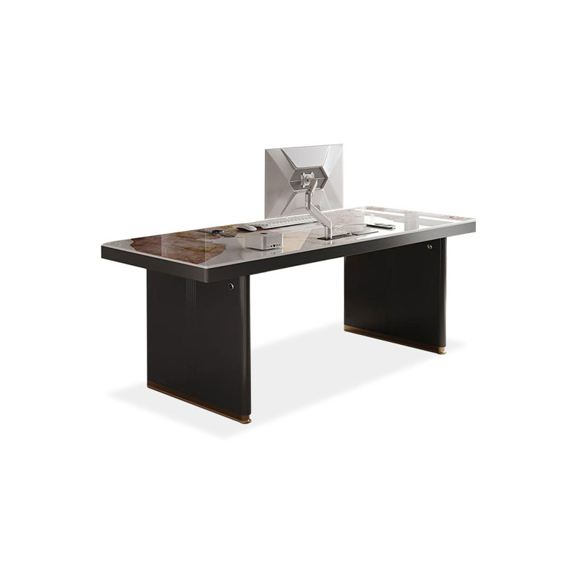 Bureau rectangulaire en bois manufacturé gris, H 29,53 po x l 62,99 po x P 31,5 po
